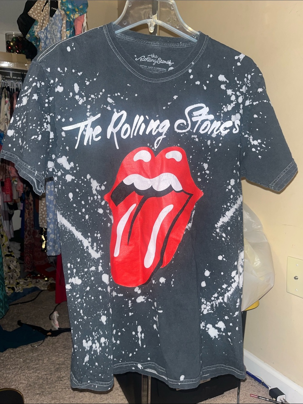 The Rolling Stones Black Kids Tee with Red Tongue Graphic